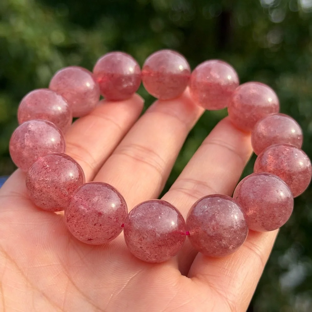15.5mm stretchable‎ red strawberry quartz bracelet 1104